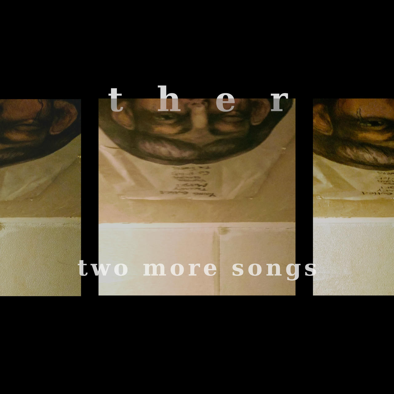 a picture of an upside down poster on a wall in 3 segments, with title text on top.